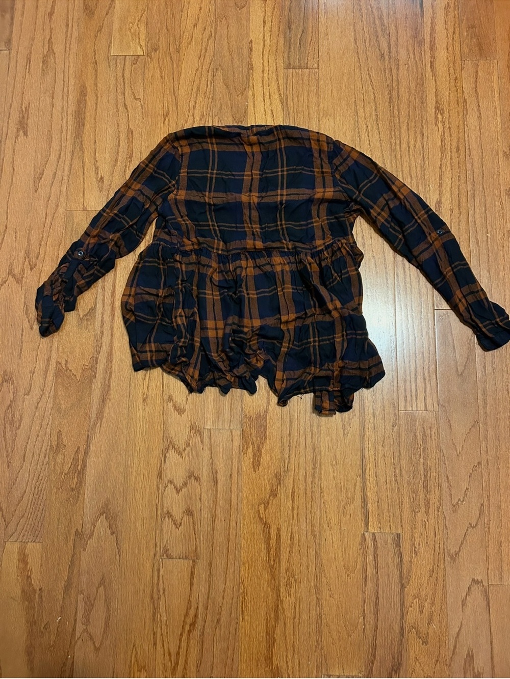 Altar’d State Plaid Babydoll Boho Peplum Top Size Small - Picture 3 of 7